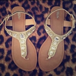 Mossimo Sandals Gold with rhinestones Size 7